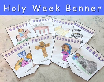 Easter Holy Week Craft Banner Kids, Lent Jesus Christian, Sunday School Craft, He Is Risen, Homeschool Project