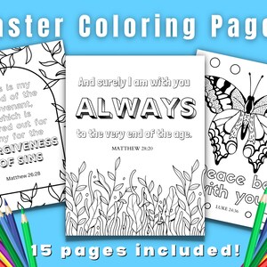 Christian Easter Scripture Coloring Pages Kids, Holy Week Resurrection Coloring Pages, Bible Verse Activity, Sunday School