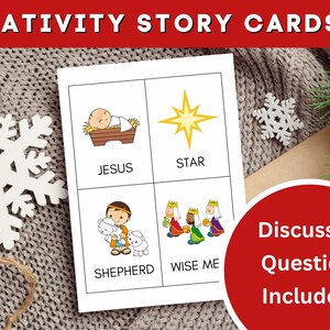 Krippen-Adventsaktivitätskarten Devotional für Kinderfamilie, Weihnachtsaktivität, christliche Adventskarten, Sonntagsschulaktivität