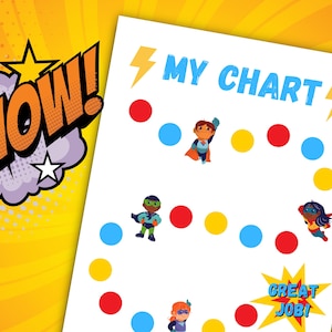 Superhero Potty Training Chart, Potty Chart, Reward Chart, Toddler Chart, Behavioral Chart, Sticker Chart, Chore Chart, Printable Chart