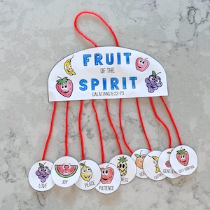 Frucht des Geistes Mobile Craft Kids, Galater 5 Christian Bibel Vers Schrift Aktivität, Sonntagsschule, Homeschool Aktivität
