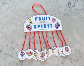 Fruit of the Spirit Mobile Craft Kids, Galatians 5 Christian Bible Verse Scripture Activity, Sunday School, Homeschool Activity