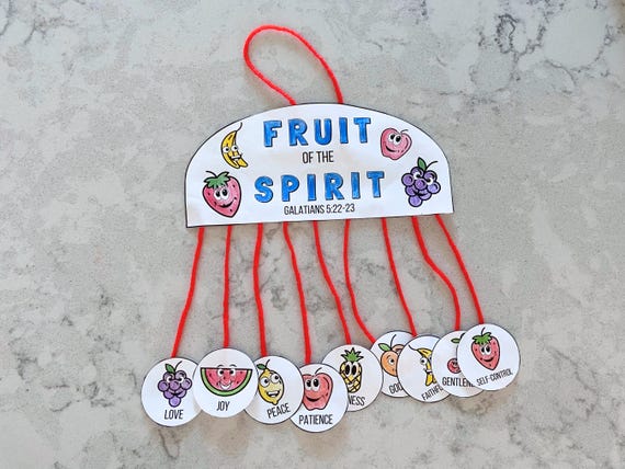 Fruit of the Spirit Mobile Craft Kids, Galatians 5 Christian Bible Verse Scripture Activity, Sunday School, Homeschool Activity