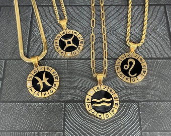 Collar signo del zodiaco chapado en oro 18K | Collar del Zodíaco | Astrología | horóscopo