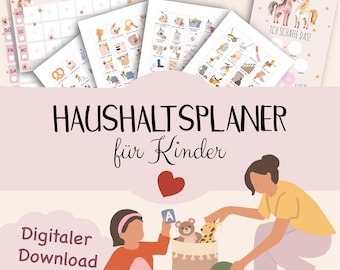 Task plan for children and parents | Household plan, routine plan | Montessori task planner with routine cards as PDF download | Weekly plan
