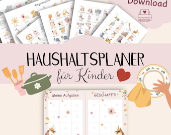 Task planner for children and parents | Household plan, routine plan | Montessori task planner with routine cards as a PDF download | Weekly plan