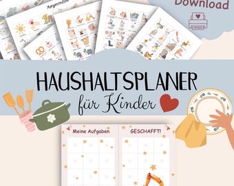 Task plan for children and parents | Household plan, routine plan | Montessori task planner with routine cards as PDF download | Weekly plan