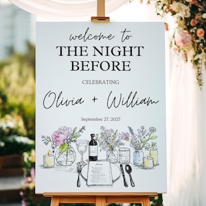 The Night Before Welcome Sign Template - Editable Rehearsal Dinner Sign, Rehearsal Dinner Welcome Sign Canva, Welcome Sign Decor