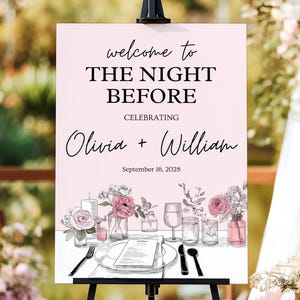 The Night Before Welcome Sign - Rehearsal Dinner Sign, Rehearsal Dinner Wedding Sign, Welcome To The Night Before Sign, Wedding Template