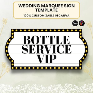 Wedding Marquee Entrance Sign - Editable Canva Template, Customizable Wedding Sign, Ticket Marquee Sign, Bottle Service Sign, Reception Sign