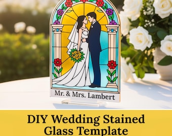 Faux Stained Glass Wedding Table Template 5x7in - DIY Wedding Decor, DIY Printable Template, Wedding Centerpiece, Church-Inspired, Gothic