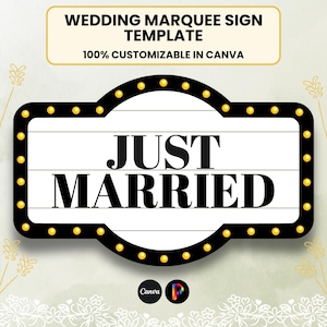 Customizable Wedding Marquee Entrance Sign -Editable Canva Template for Reception & Bottle Service Decor, Modern, Digital Download,Printable
