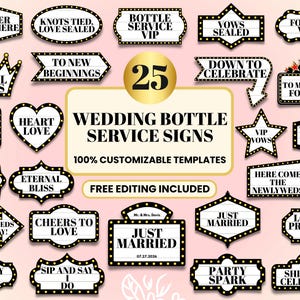 Bottle Service Sign For Wedding -  Customizable Marquee VIP Reception Sign, Wedding Marquee Entrance Sign, Wedding Entrance Sign Decor, DSE1