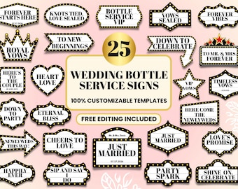 Bottle Service Sign For Wedding -  Customizable Marquee VIP Reception Sign, Wedding Marquee Entrance Sign, Wedding Entrance Sign Decor, DSE1
