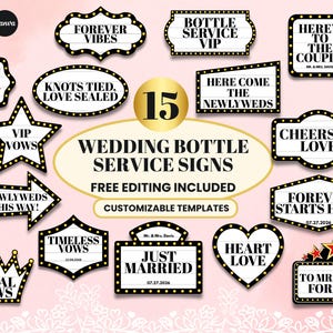 Bottle Service Sign For Wedding -  Customizable Marquee VIP Reception Sign, Wedding Marquee Entrance Sign, Wedding Entrance Sign Decor, DSE0