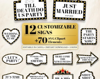 Wedding Marquee Sign, Bottle Service Sign For Wedding, Customizable Marquee Sign, Wedding Entrance Sign Decor, Editable Entrance Template