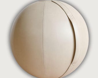 Beige Leather Sitting Ball - Rock Crystal