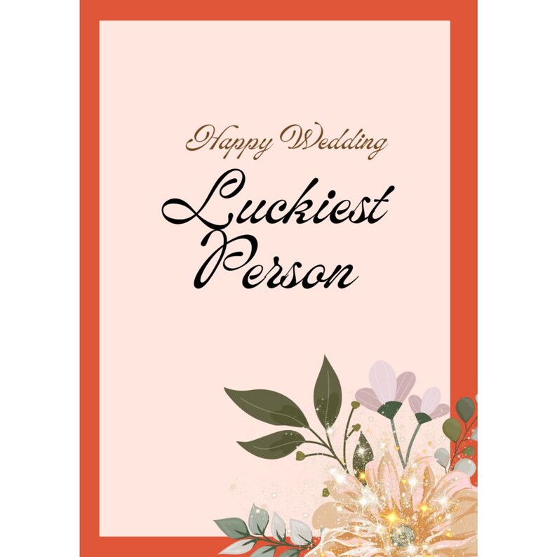 Fibei Greetings Wedding Poetry Card Title Luckiest Person Etsy