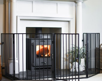 Black Five Panel Fire Guard, Fire Surround, Fire Place, Fire Guard, Child Guard, Safety Guard, Panel Guard, Guard for Pets, Children