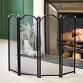 62 cm High Black High Quality Steel Four Fold Fire Screen/ Simplistic Safety Fire Guards, Fireside, Mesh Guards, Minimalist Design