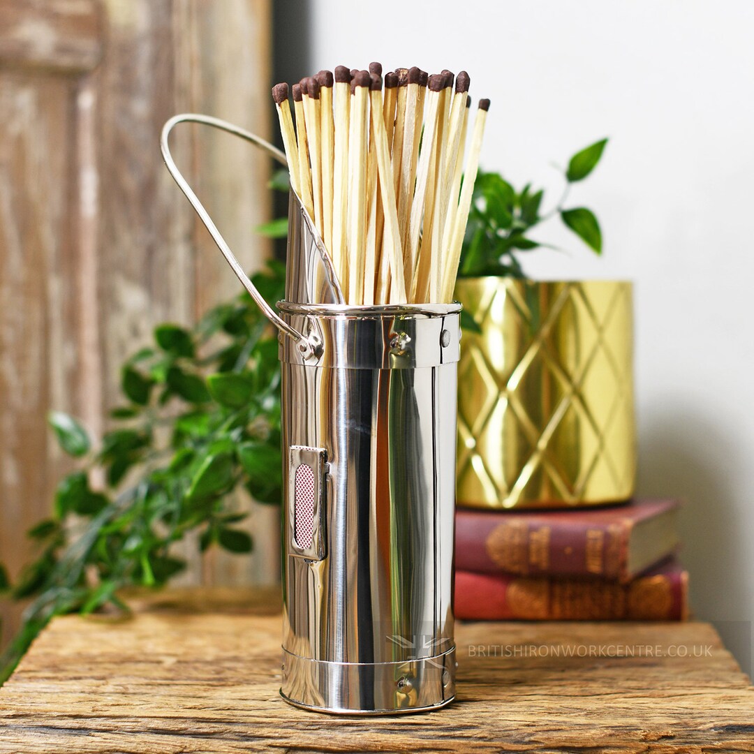 Matchstick Storage Polished Steel Match Stick Holder (matches Sold Separately) Stocking ...