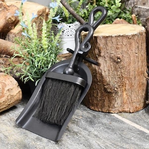 black iron Fireside Brush and Pan Set