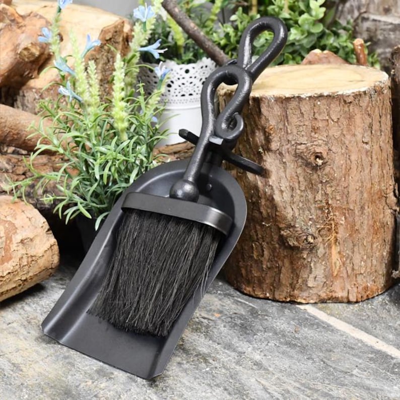 black iron Fireside Brush and Pan Set