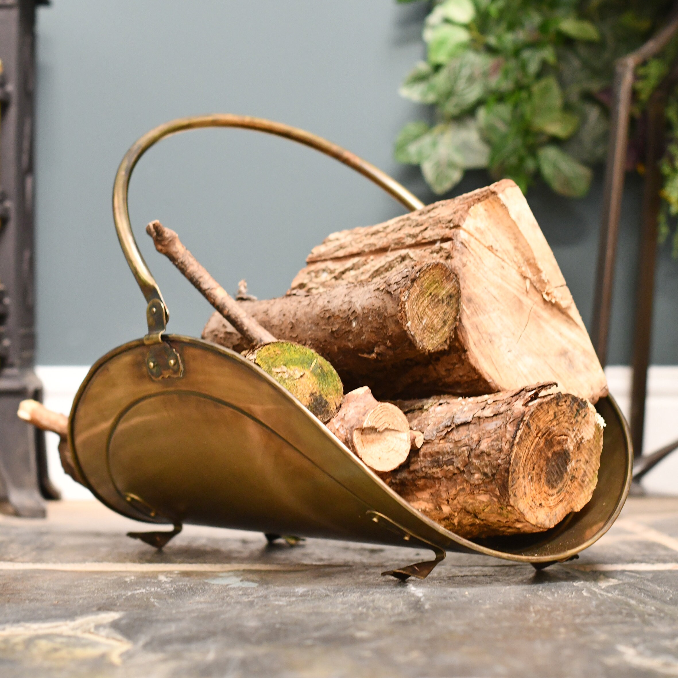 Antique fireplace log holder hotsell