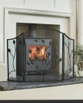 Leaf Design Arched Three Fold Black Fire Guard