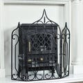 Iron Three Fold Black Fire Guard With Tealight Holders