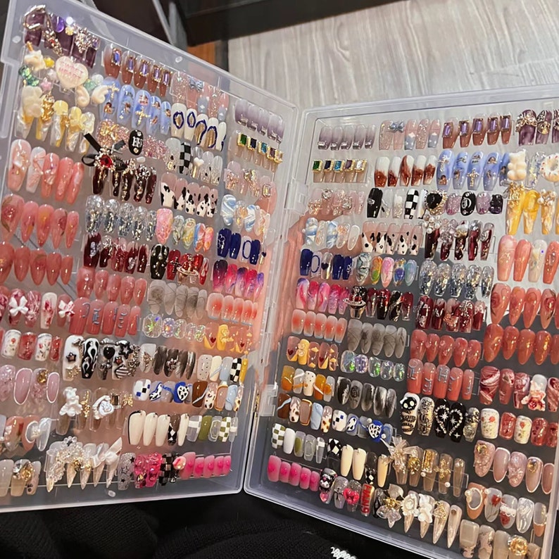 Press on nail storage box Organize fake nail set Acrylic box glue on nails box false nails storage box image 2