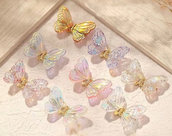 1 pcs Butterfly Nail Decoration | Crystal Butterfly Nail Supply | 3D Glass Butterfly Nail Art Decorations | Metallic Studs Nail Supply