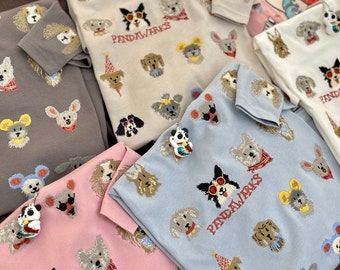 Dog Breed Shirt | Dog Face T-shirt| Embroidered Puppies Sweatshirt | Pet Lover Tee| Pet Face Sleeve| Perfect gift for her|New Dog Owner Gift