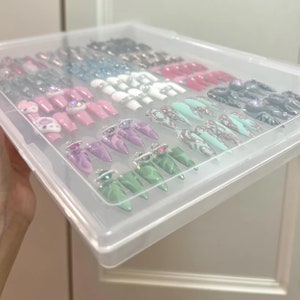 Press on nail storage box Organize fake nail set Acrylic box glue on nails box false nails storage box image 5