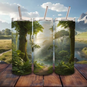 Rain Forest Landscape, 20oz Tumbler Sublimation Design, Straight and Tapered Tumbler Wrap, Digital Download PNG