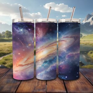 Colorful Galaxy, 20oz Tumbler Sublimation Design, Straight and Tapered Tumbler Wrap, Digital Download PNG