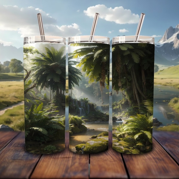 Jungle Landscape, 20oz Tumbler Sublimation Design, Straight and Tapered Tumbler Wrap, Digital Download PNG