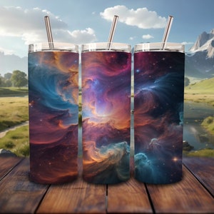 Colorful Nebula, 20oz Tumbler Sublimation Design, Straight and Tapered Tumbler Wrap, Digital Download PNG