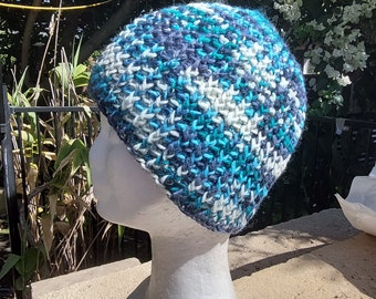 Crochet Winter Beanie SMALL size for Child, BLUE GREEN, Winter Hat, Snow Beanie. Handmade