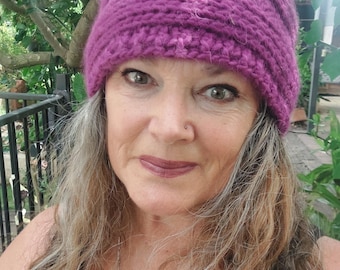 Crochet Purple Magenta winter Beanie, Chemo Hat,  Handmade. Free postage in Australia