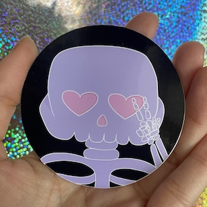 Kawaii Til I Die skelet glanzende vinylsticker | Spookachtige leuke cadeaus | Sticker laptopstickers | Halloween-stickers