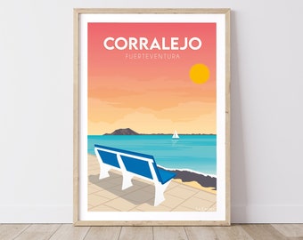 Reiseplakat Corralejo Fuerteventura Kanarische Inseln - Spanien