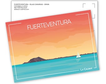 Karte von Fuerteventura Los Lobos Kanarische Inseln | Reiseposter-Postkarte Fuerteventura
