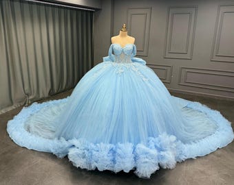Blue Quinceaera Dress, Blue Wedding Dress