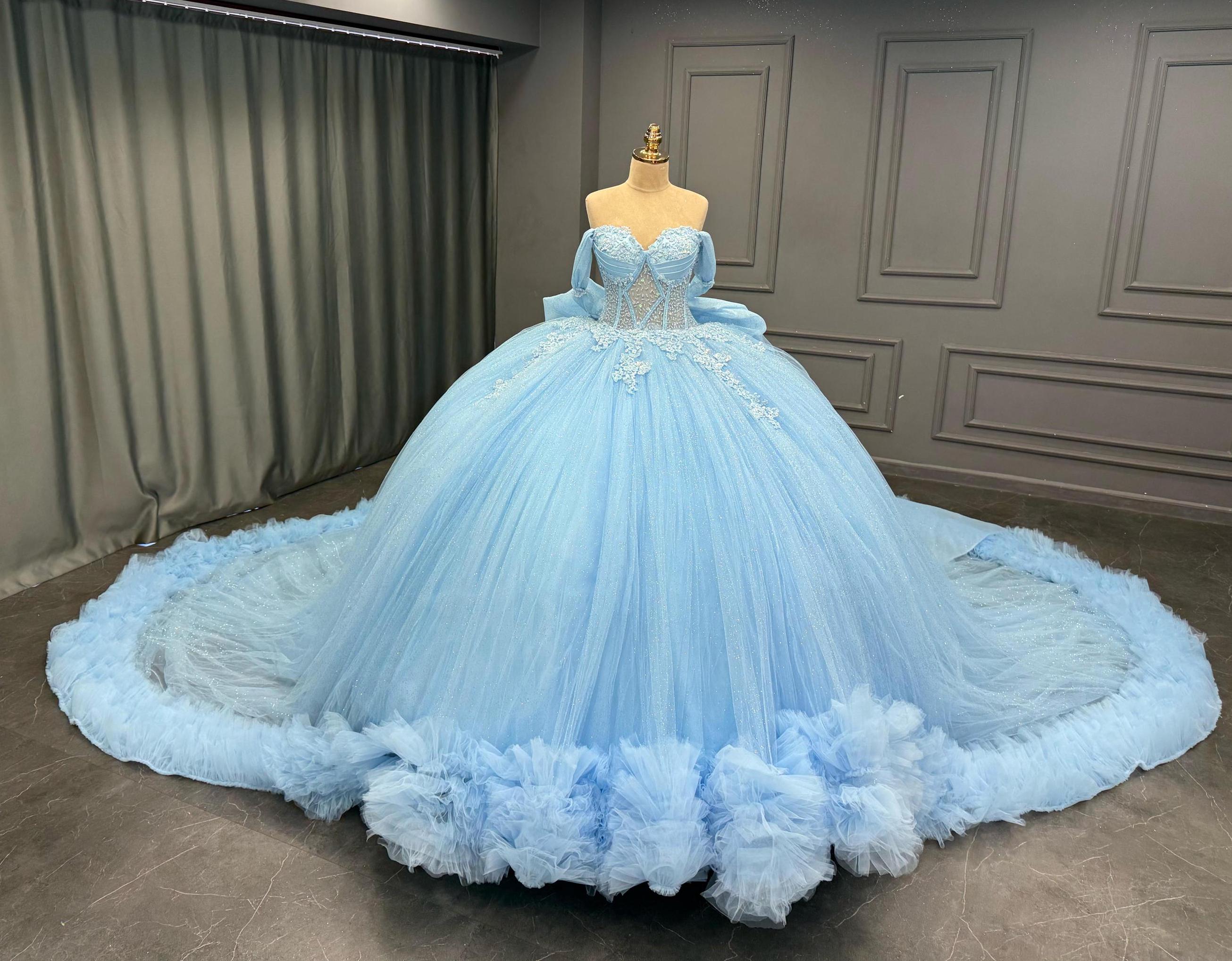 Blue Quinceaera Dress, Blue Wedding Dress