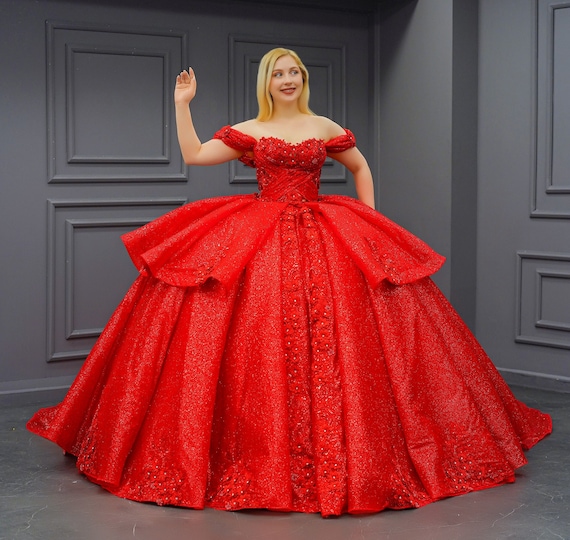 pink evening dress off shoulder [Final Sale]Luxury Off Shoulder Ball Gown Fuchsia Evening Dress SS390