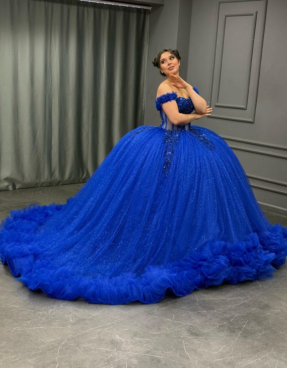 mexican royal blue quinceanera dresses Royal Blue Charro Quinceanera Dresses Ball Gown Off the Shoulder Tulle  Flowers Puffy Mexican Sweet 16 Dresses 15 Anos Customized| Alibaba.com
