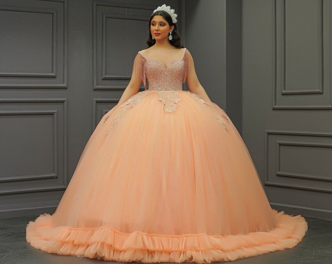 SALMON EMBELLISHED GOWN