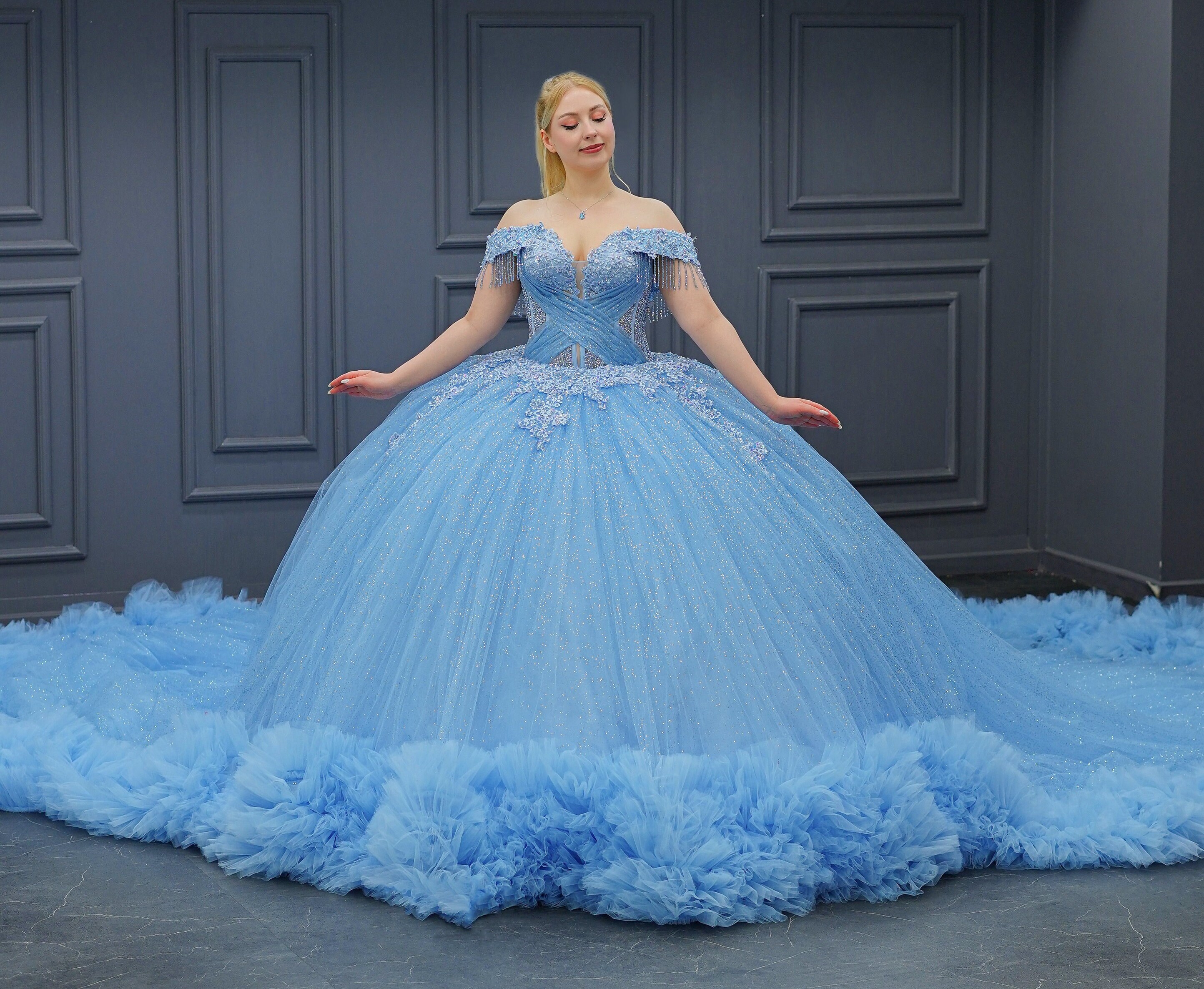 Blue Wedding Dress Blue Quinceanera Dress Blue Bridal Gown