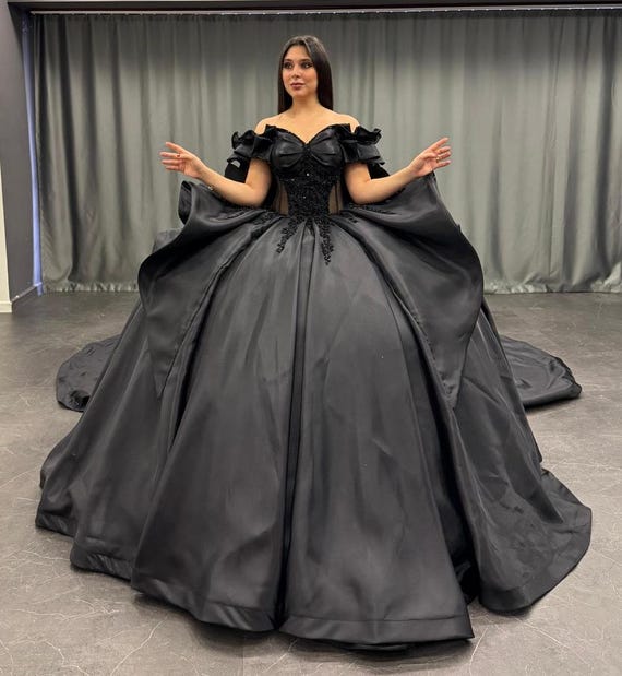 Black Quinceaera Dress, Black Wedding Dress - Etsy Denmark Black Quinceaera Dress, Black Wedding Dress - Etsy Denmark